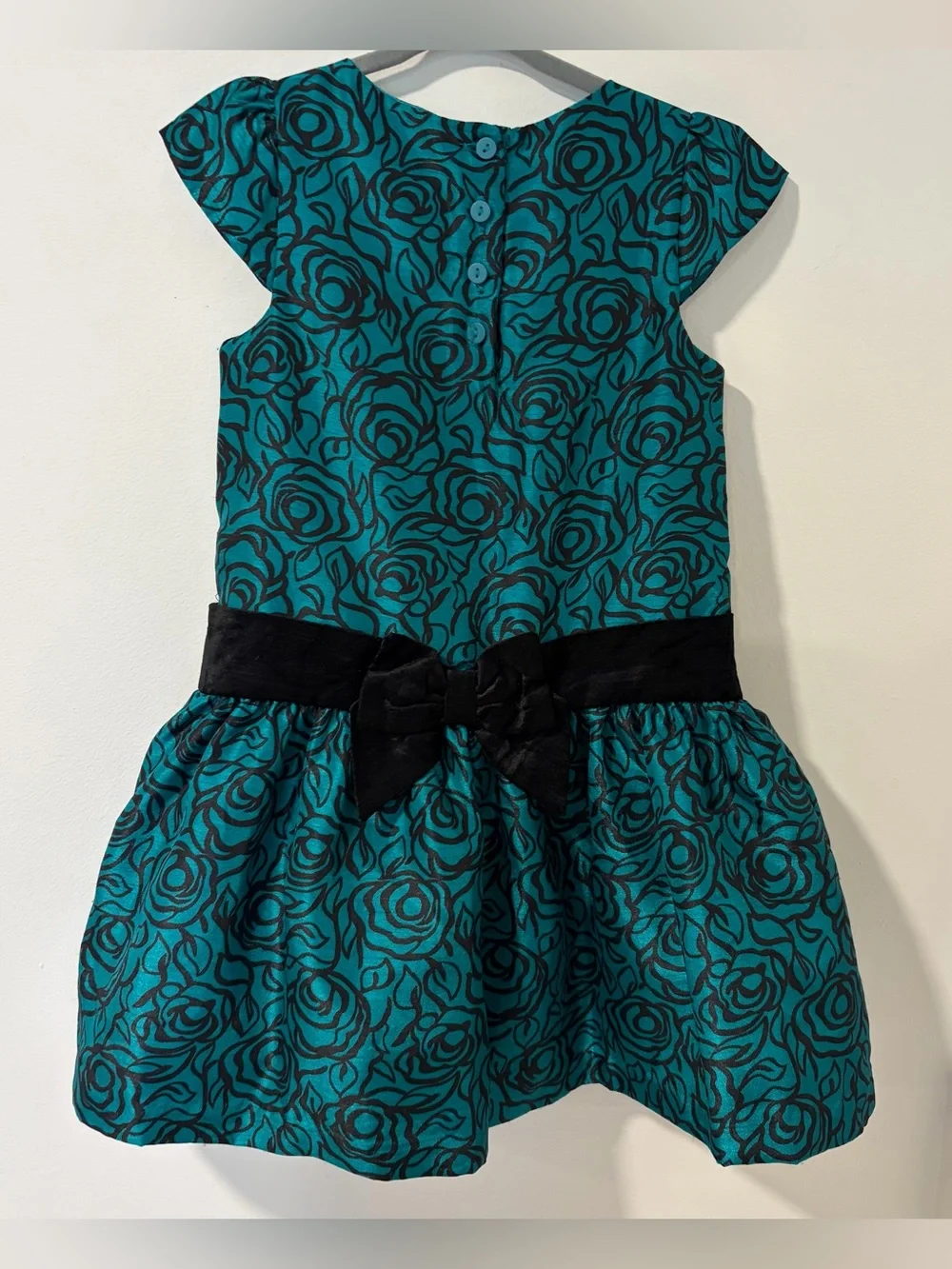 Gymboree Emerald Party Duppioni Dress Velvet Bow 5T